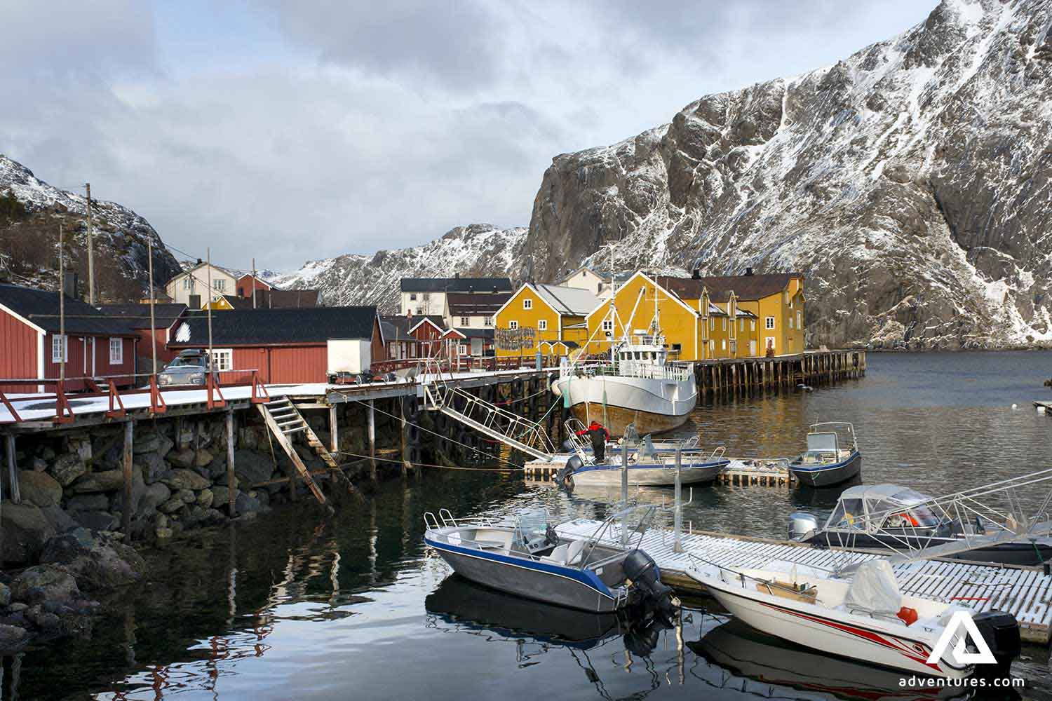 lofoten islands harbor view in iceland 