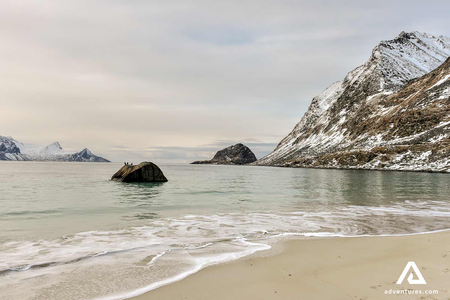 sandy haukland beach in iceland