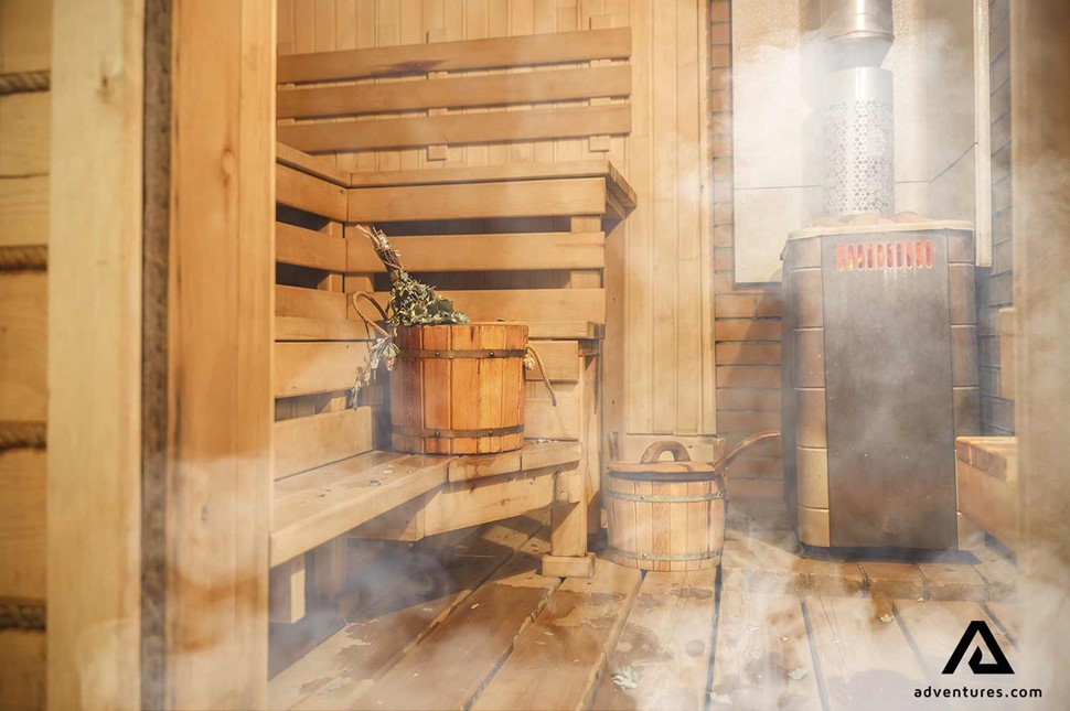 a view inside of a sauna in estonia