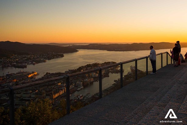 sunset view over the bergen in norway