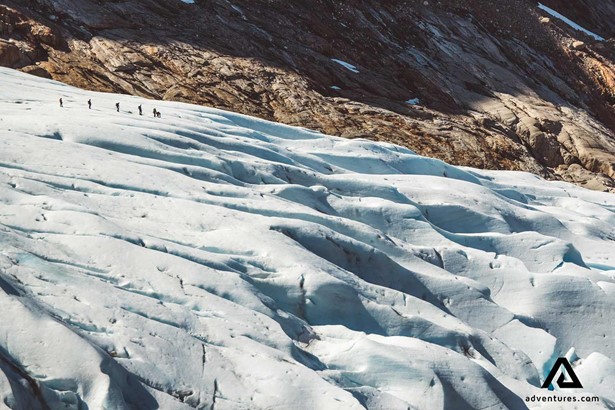 people on a svartisen glacier in norway