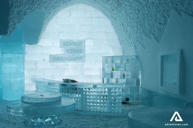 bar made from ice in abisko hotel lapland
