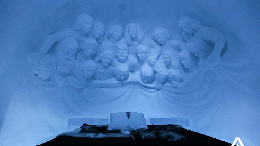 ice hotel apartment with art