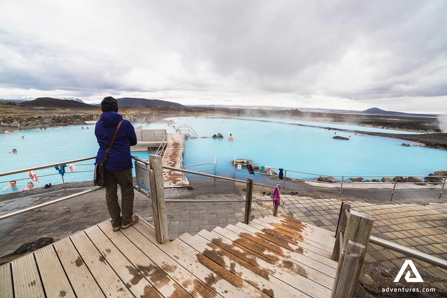 woman watching myvatn baths