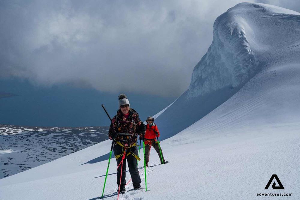 people on top of glacier summit