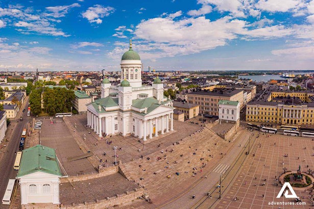 Helsinki's cathedral from above in Finland