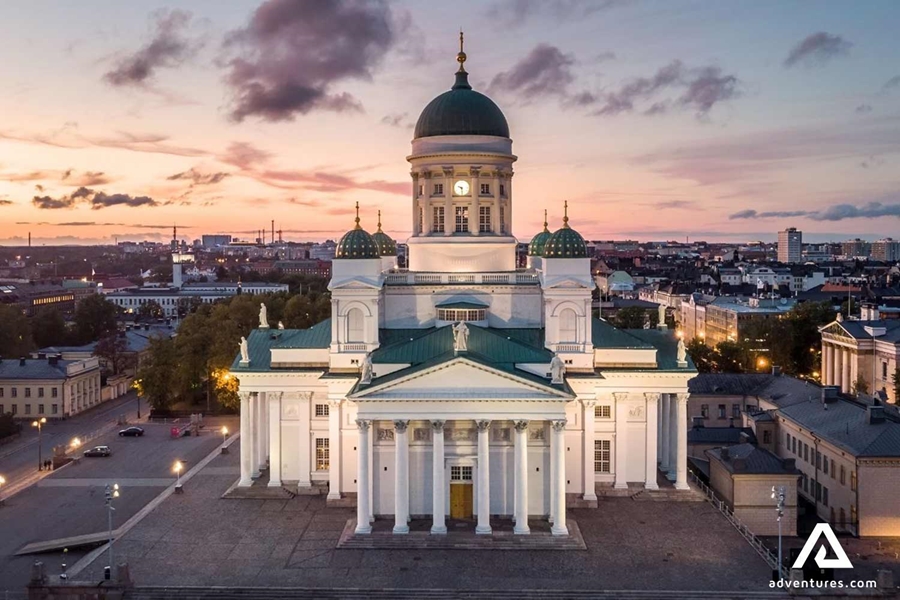 Helsinki's church view at evening