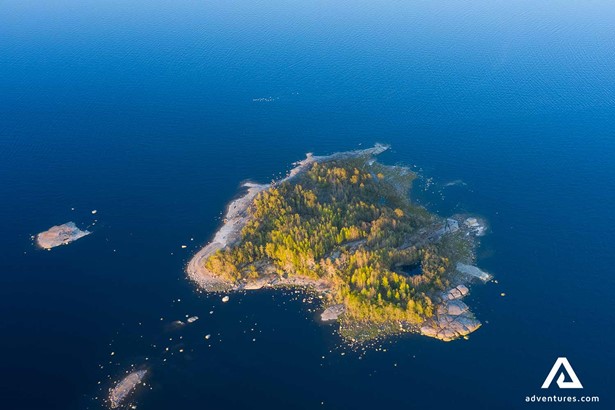 view of island in Finland from above