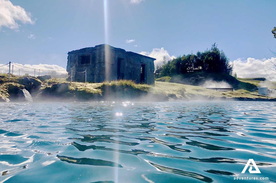 Sunny Secret Lagoon in Iceland