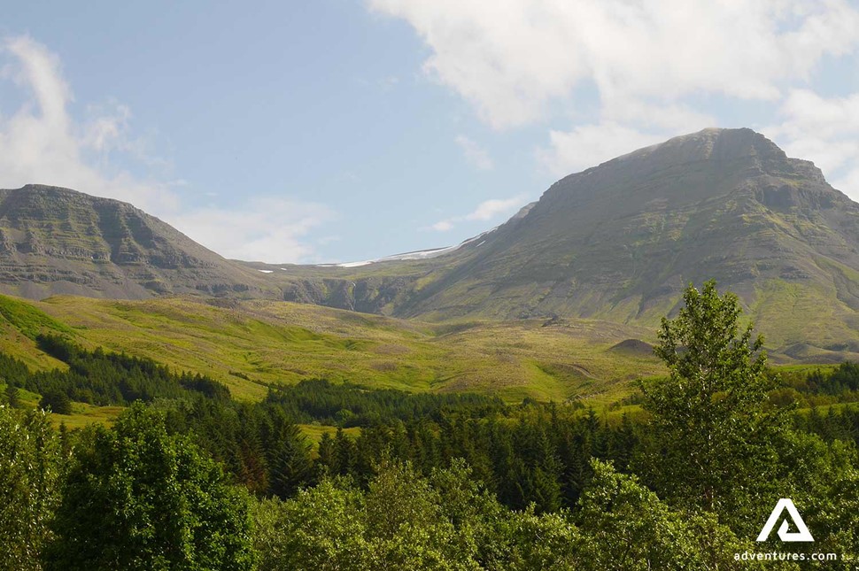 view of Esja mountain in summer