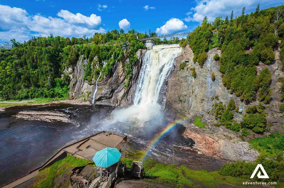 aerial view of Montmorency falls in Canada