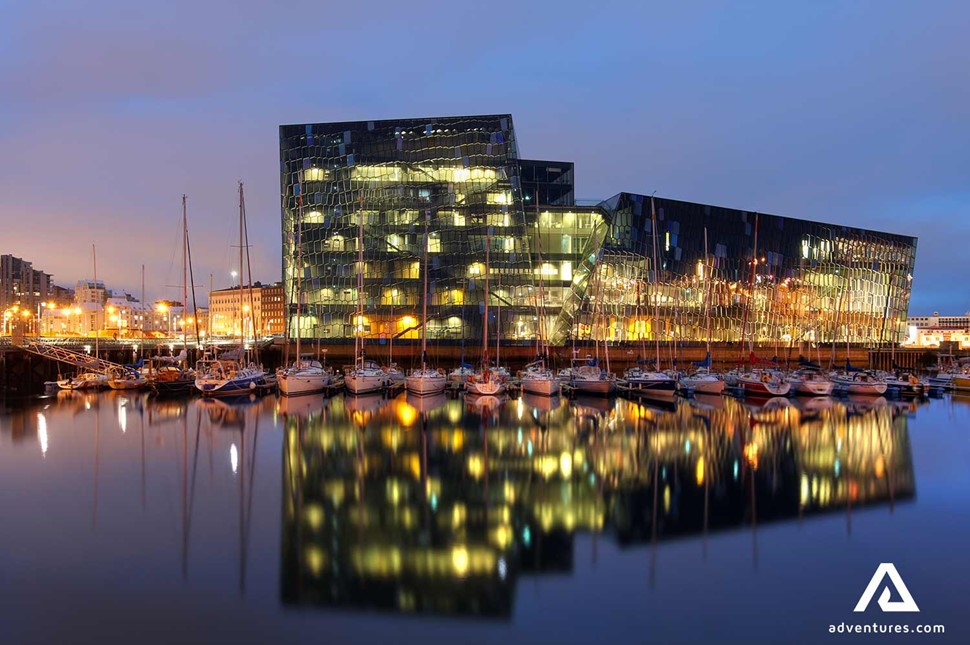 Water Reflection of Harpa Concert Hall