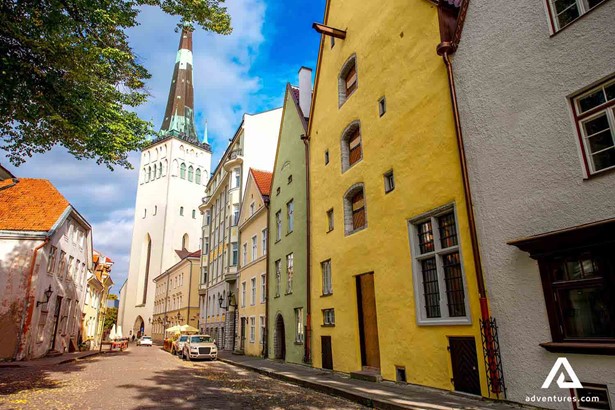 street view and Olaf Cathedral in Estonia