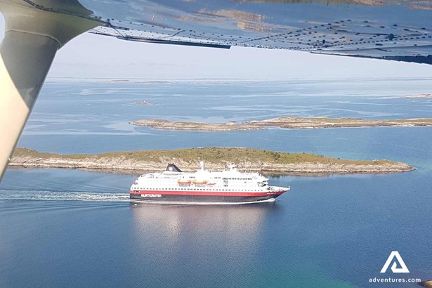Cruise Ship View from Plane in Norway