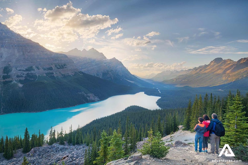 Family Hiking Near Peyto Lake Canada