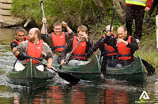 group of men canoeing in Norway