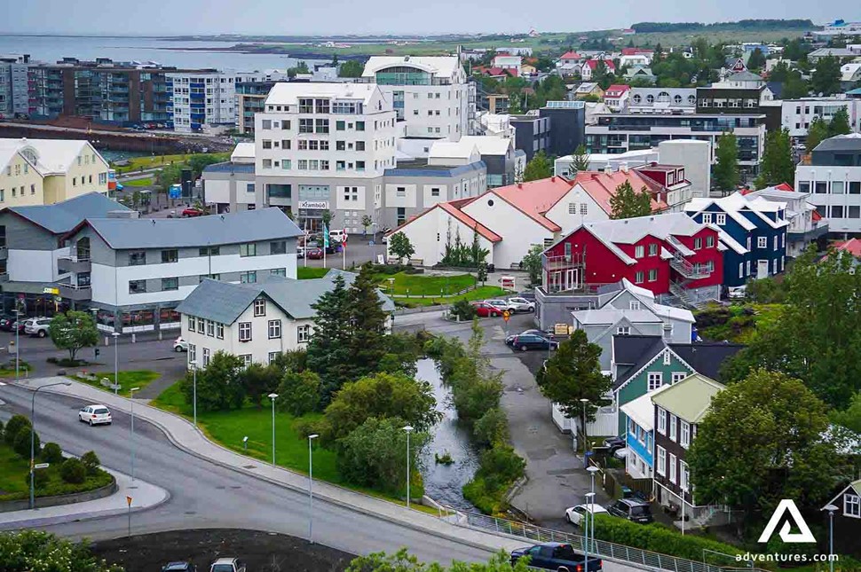drone view of Hafnarfjordur town