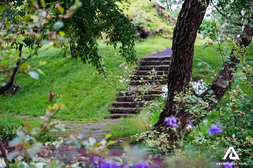 Hafnarfjordur Town park in summer