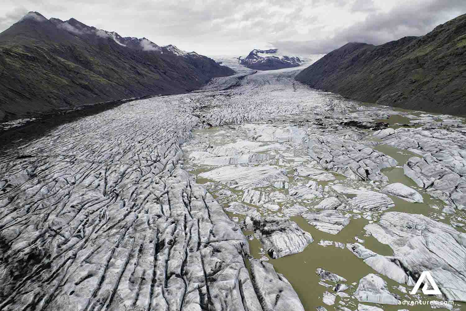 drone view of Heinabergslon Glacier Lagoon