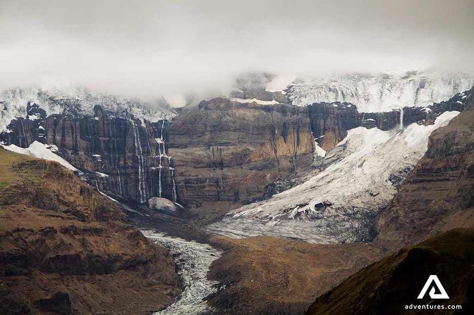 Waterfall by the Vatnajokull glacier in Iceland