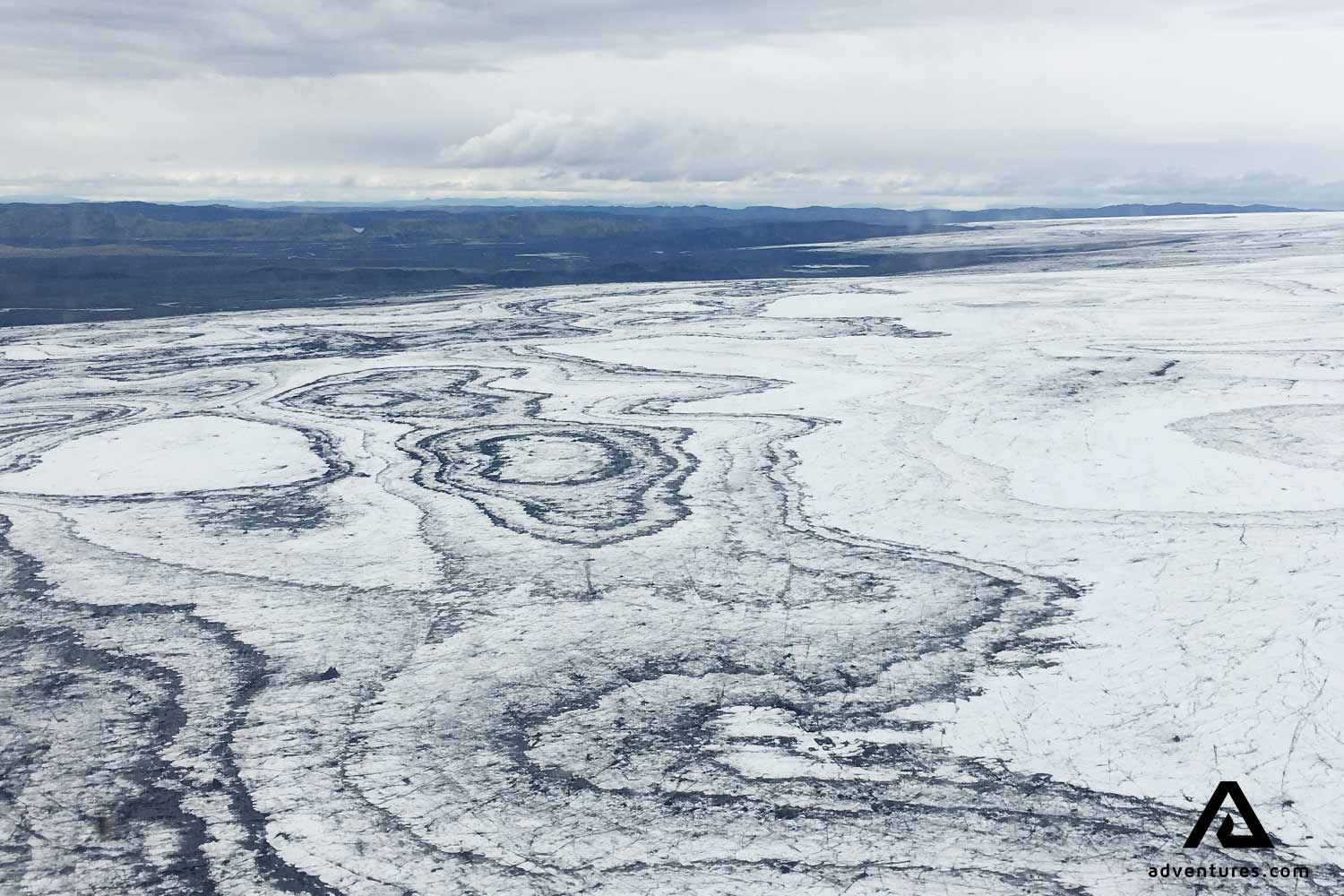 view from helicopter of glacier in Iceland