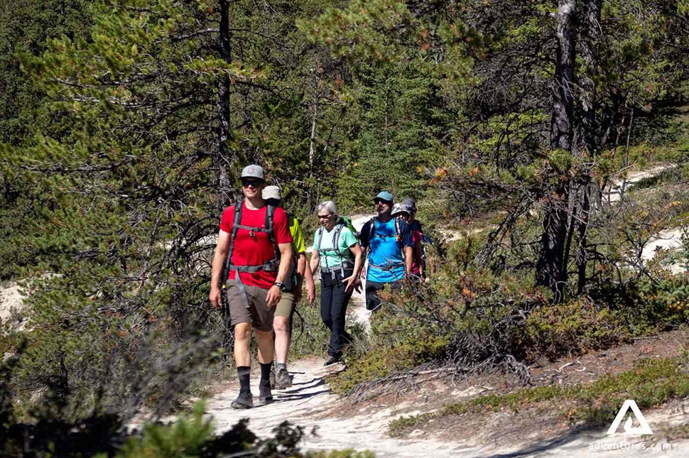 Canadian Rockies group hike in summer