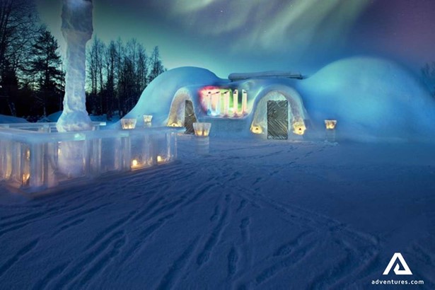 snow castle hotel building in Lapland