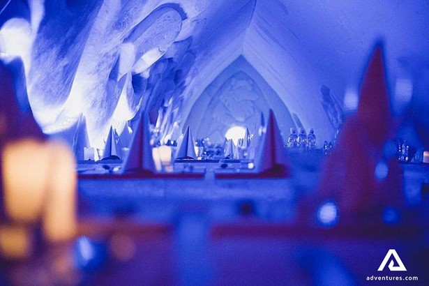 restaurant of arctic snowhotel in Lapland