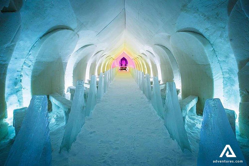 chapel inside of ice hotel