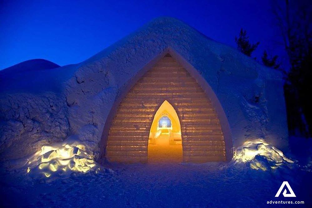entrance of arctic snowhotel