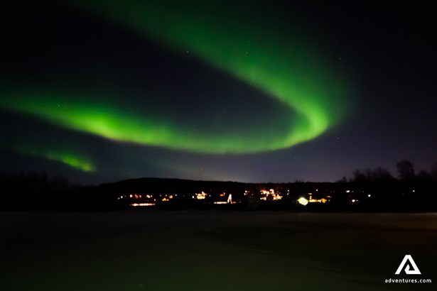 Northern lights above the city