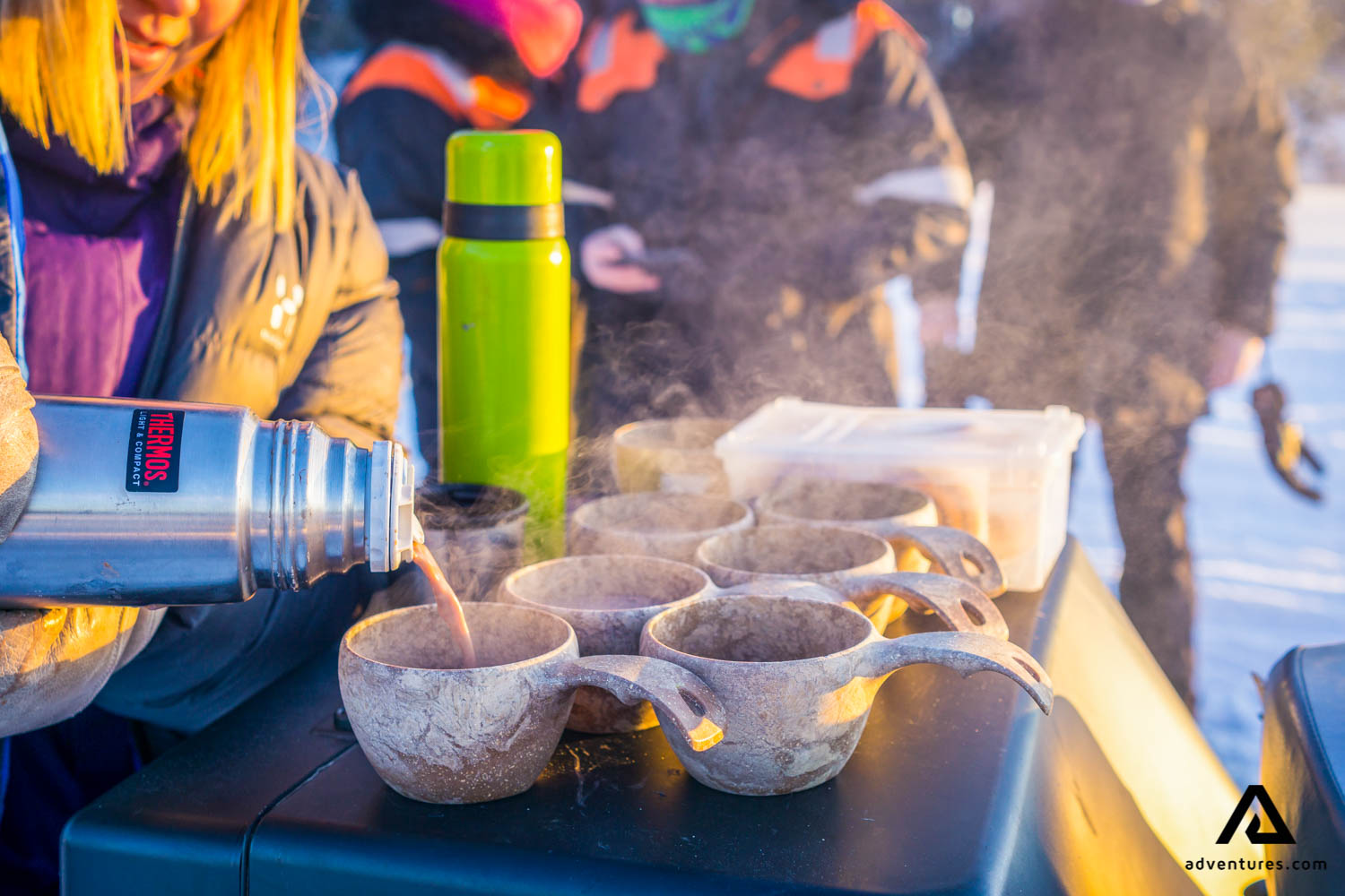 hot coffee preparing outside