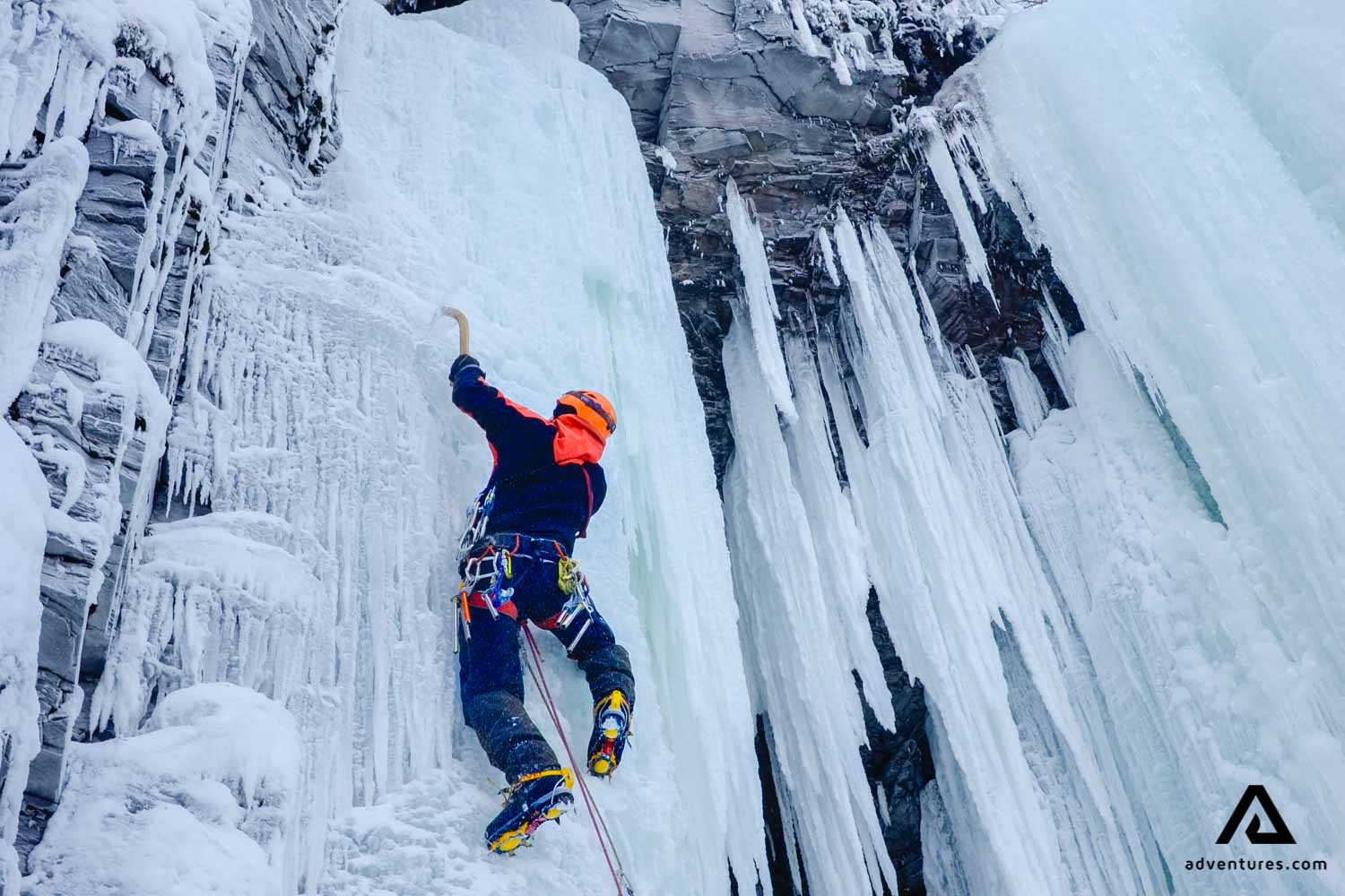 ice climbing on icefall