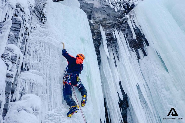ice climbing on icefall