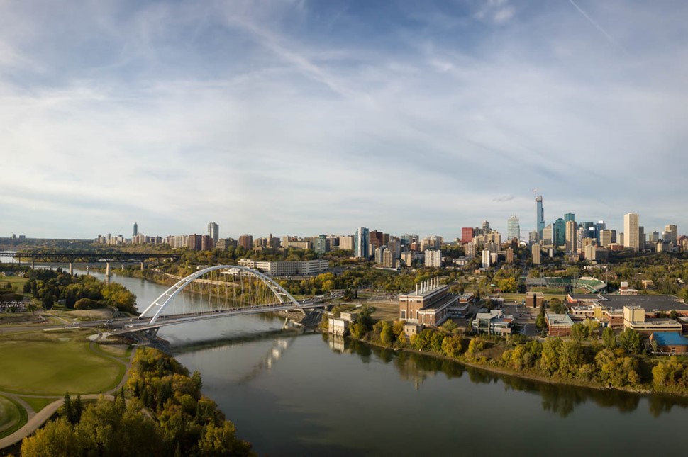 aerial view of Edmonton city