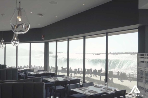 Niagara falls through restaurant windows