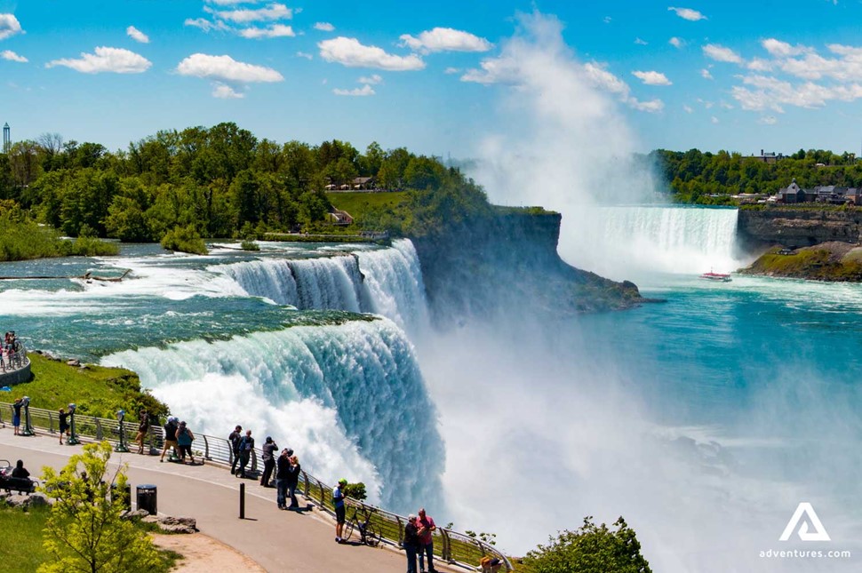drone view of Niagara falls