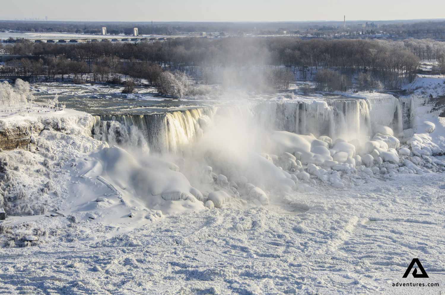 frozen Niagara falls in winter