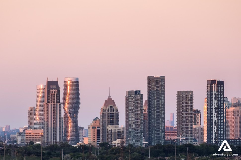 Mississauga panoramic view by the sunset