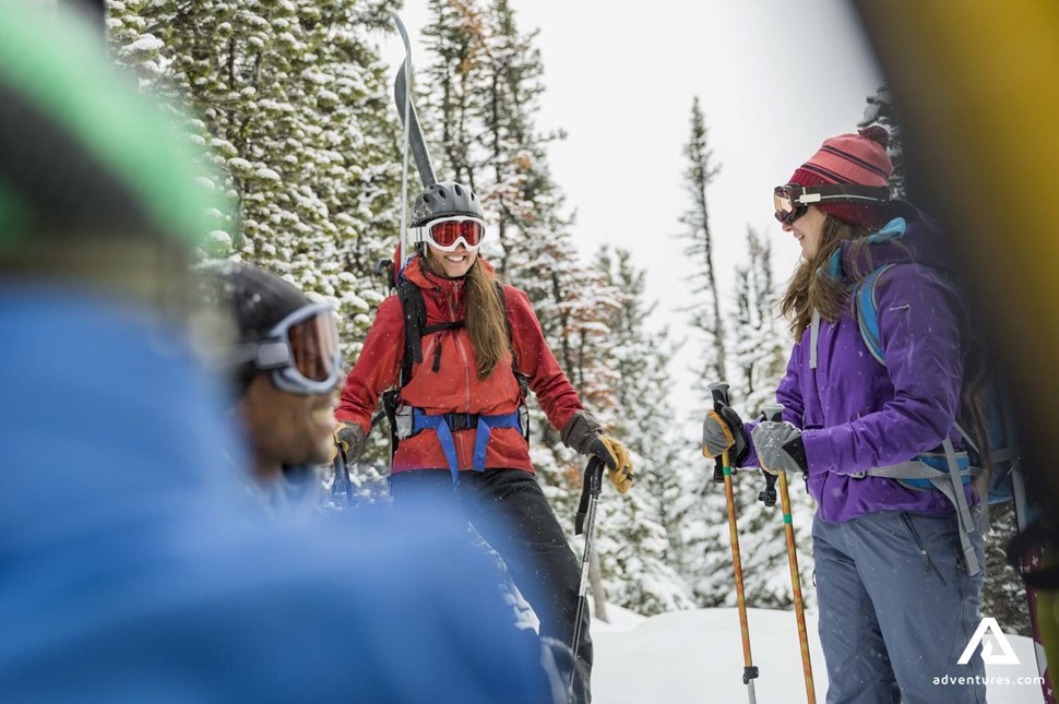 Group of skiers in Nelson in Canada