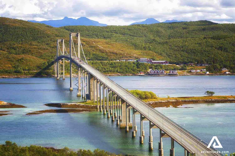 Lofoten Islands long bridge view in Noway