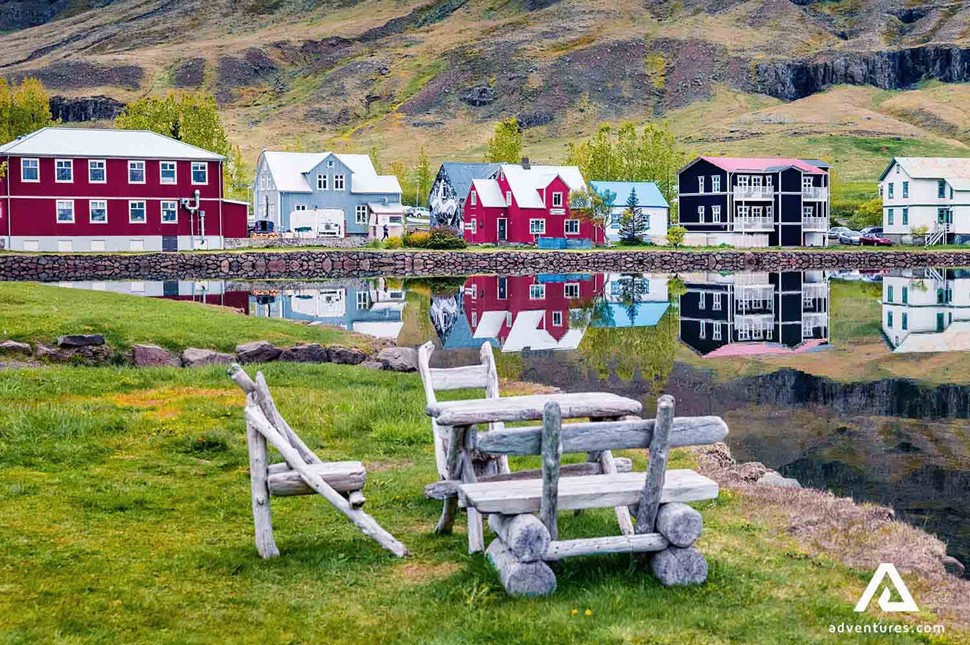 colorful houses by the sea at Seydisfjordur