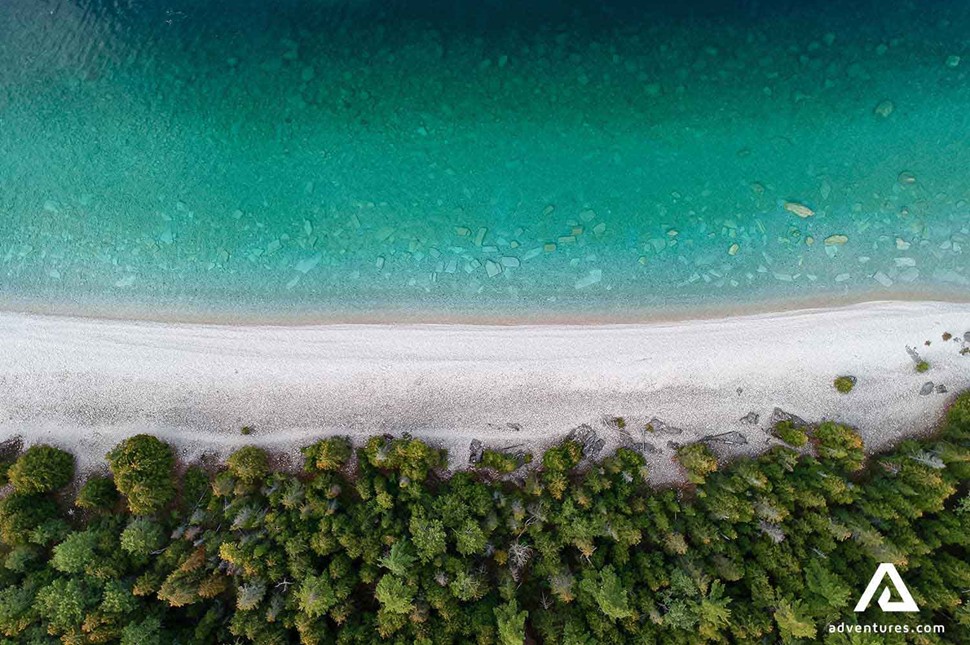 Bruce Peninsula Aerial Drone View of clear water