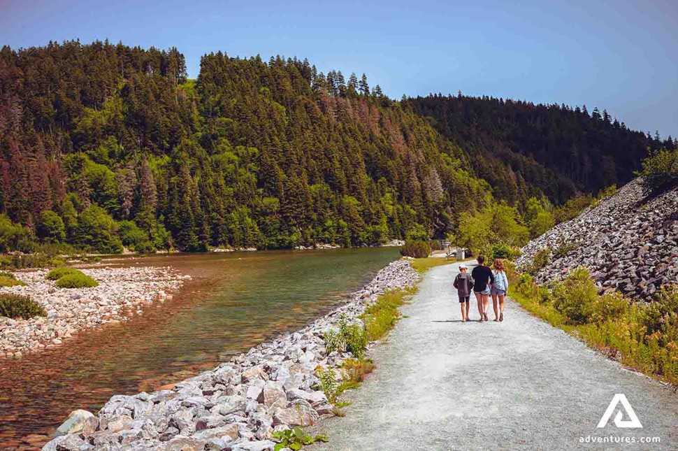 Family hiking in New Brunswick in Canada