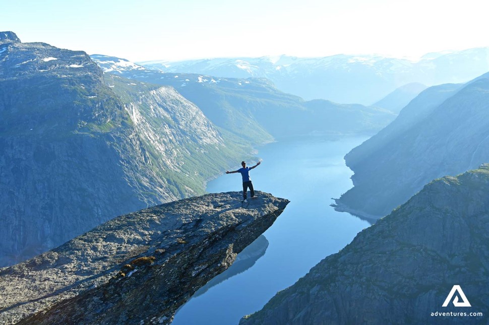 Man On The Edge At Trolltunga in Norway
