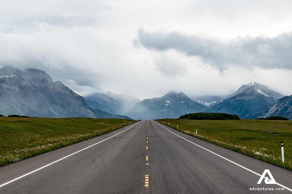 Waterton Lakes National Park road in Canada