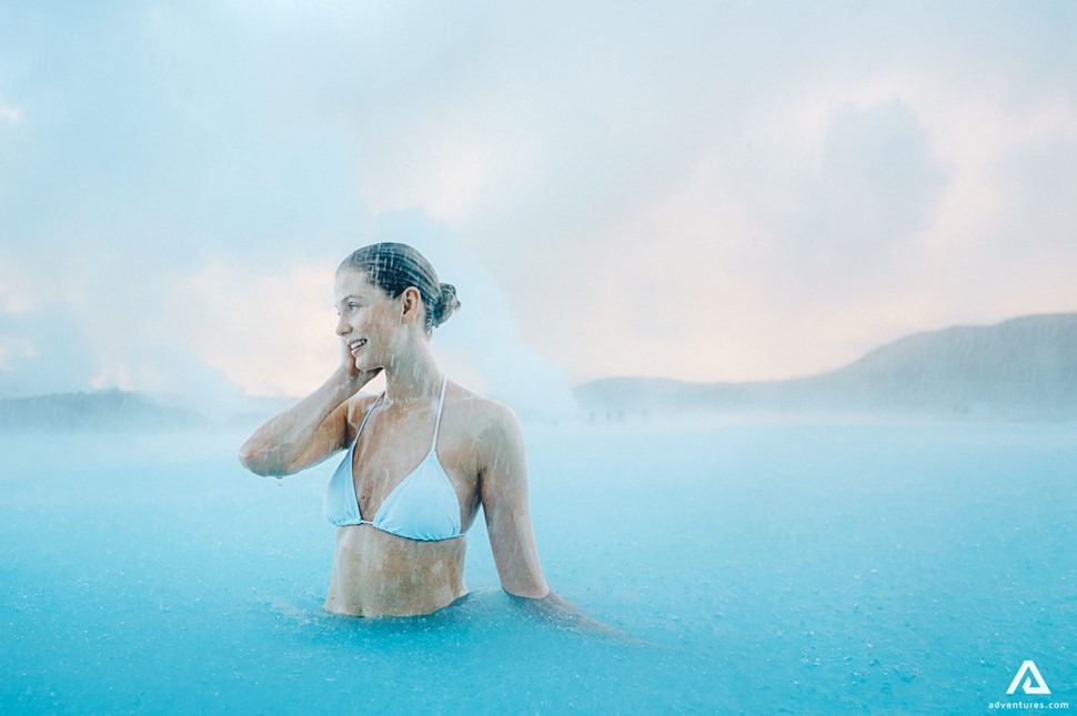Woman in Blue Lagoon in Iceland