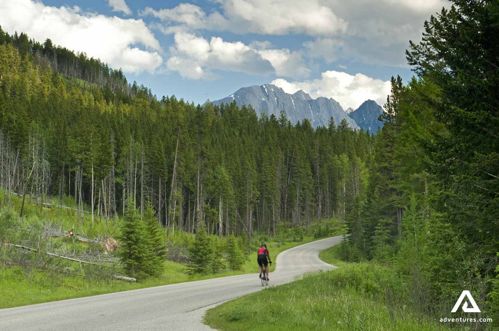 man biking in Banff National Park
