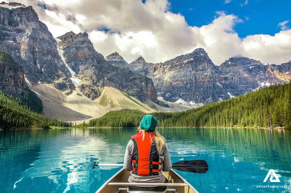 woman kayaking in Banff National Park