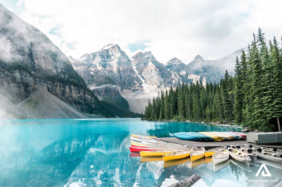 Minnewanka lake panorama in the summer